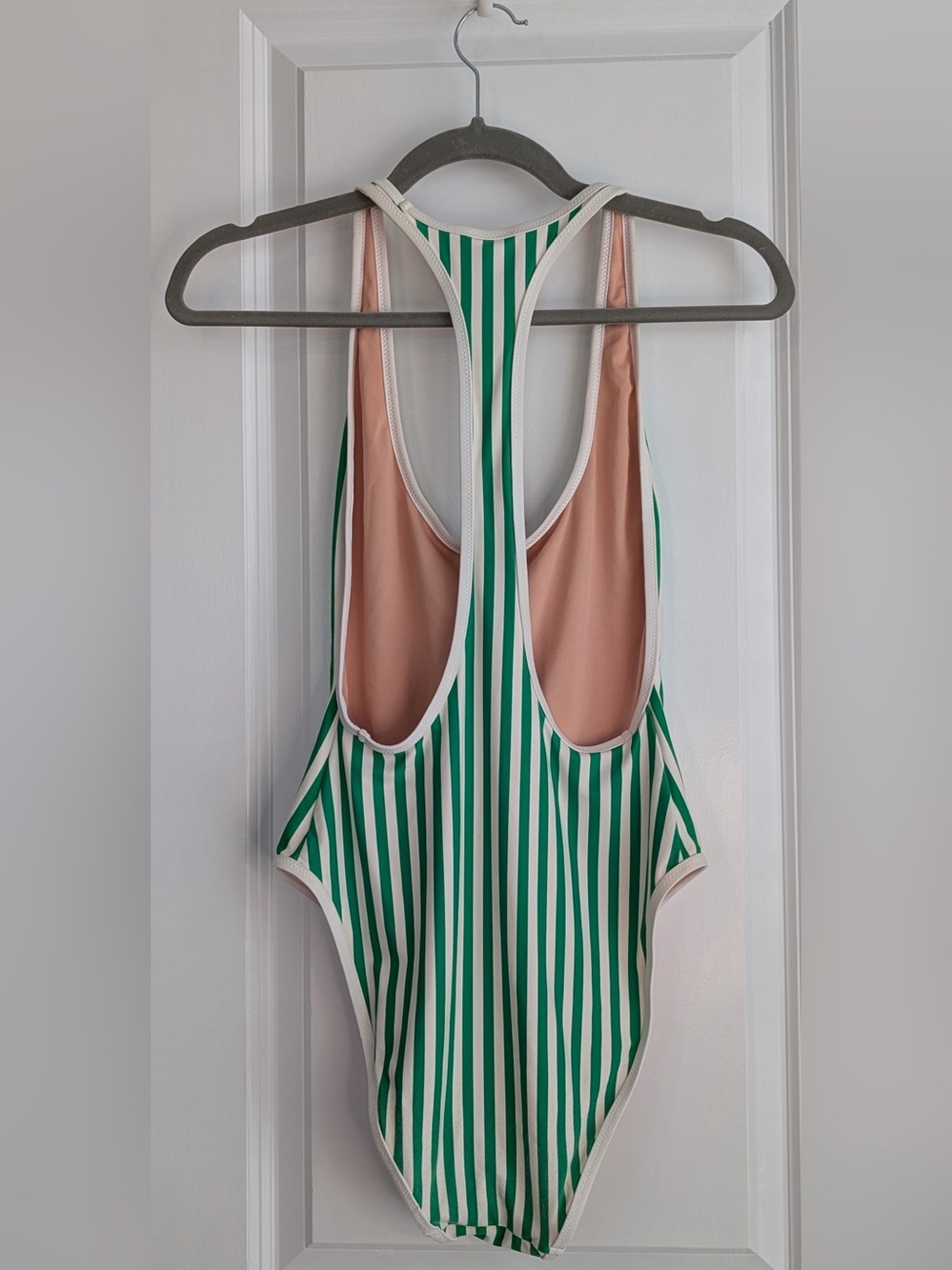 J. Crew Racerback One-piece Swimsuit in Stripe Kelly Green Size 6 - Picture 5 of 13